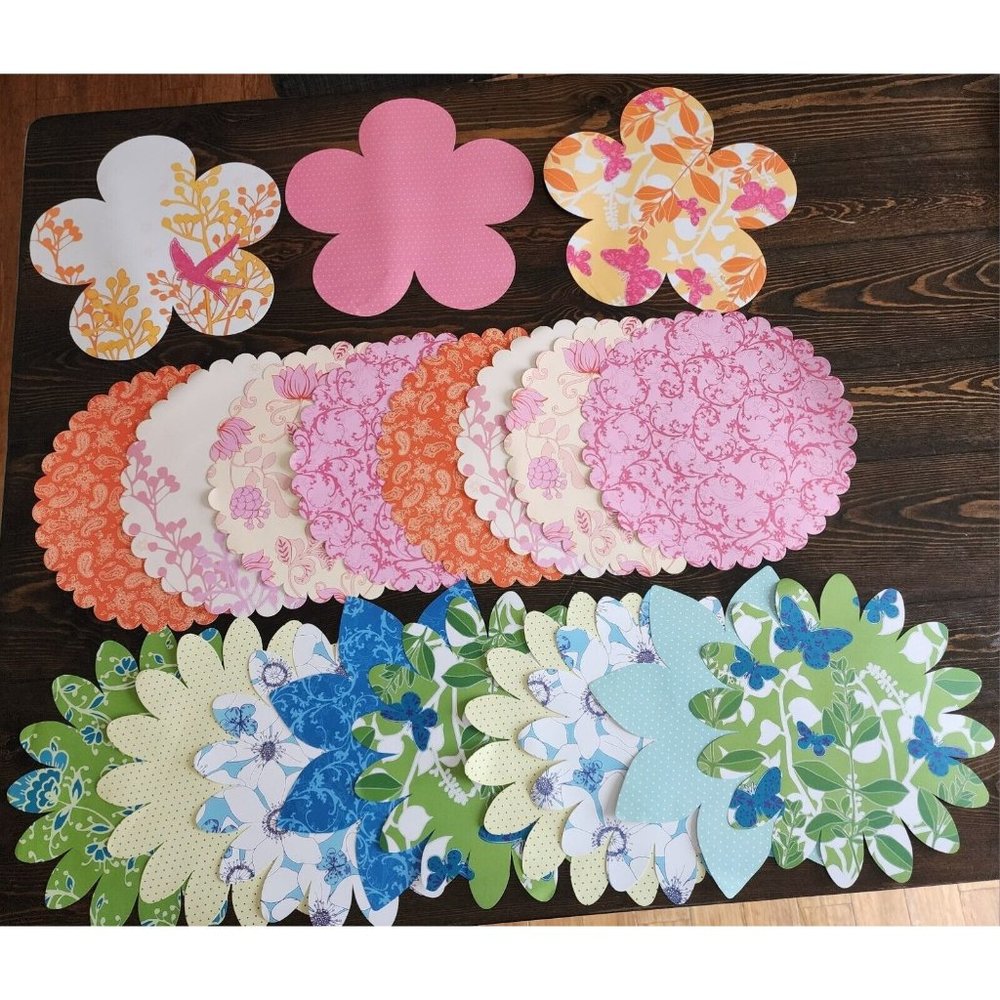 LARGE LOT OF SCRAPBOOKING SUPPLIES PAPER New 20 Loose Patterned Large Shapes